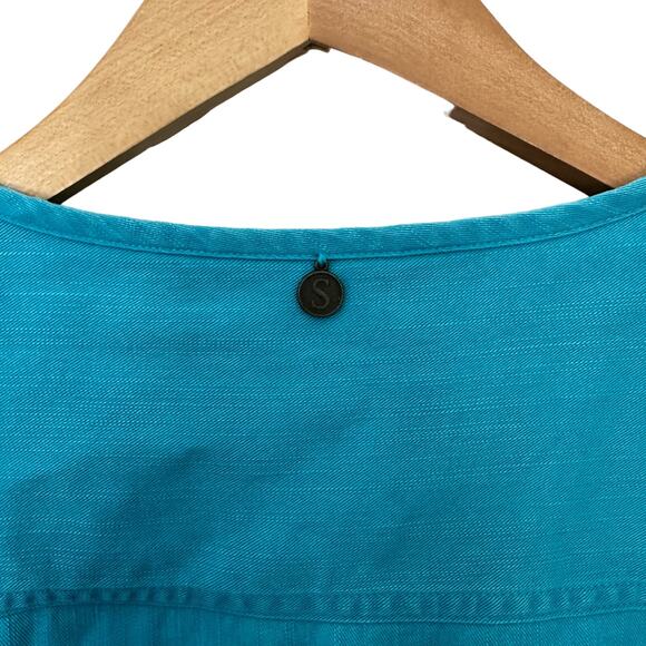 Soft Surroundings Shirt Dress Womens Size PL‎ Blue 100% Tencel Button Up Tunic - Picture 6 of 8